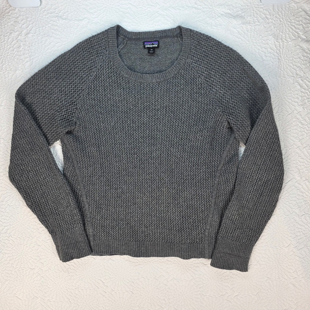 Patagonia Worn Wear Recycled Cashmere Wool Sweater Gray XS Crew Neck Raglan Knit